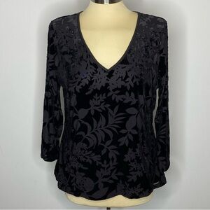 Calvin Klein Black Burnout Floral Top